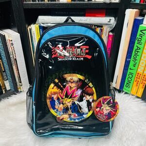 VINTAGE YU GI OH ENTER THE SHADOW REALM BACKPACK 1996 BLUE YUGIOH BOOK BAG